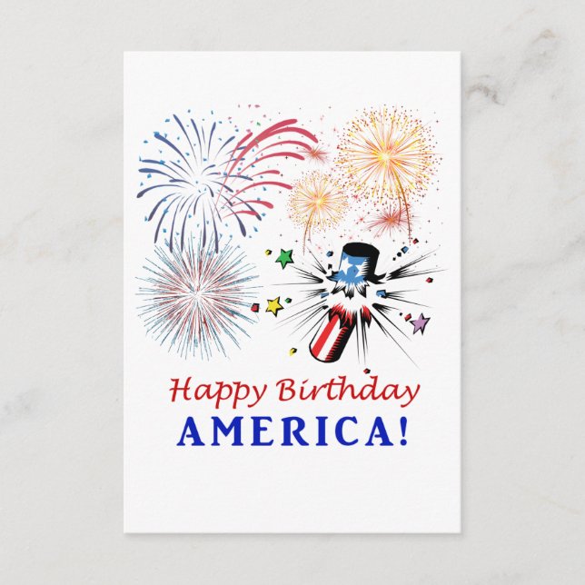 Carte D'accompagnement Joyeux anniversaire de l'Amérique (Devant)