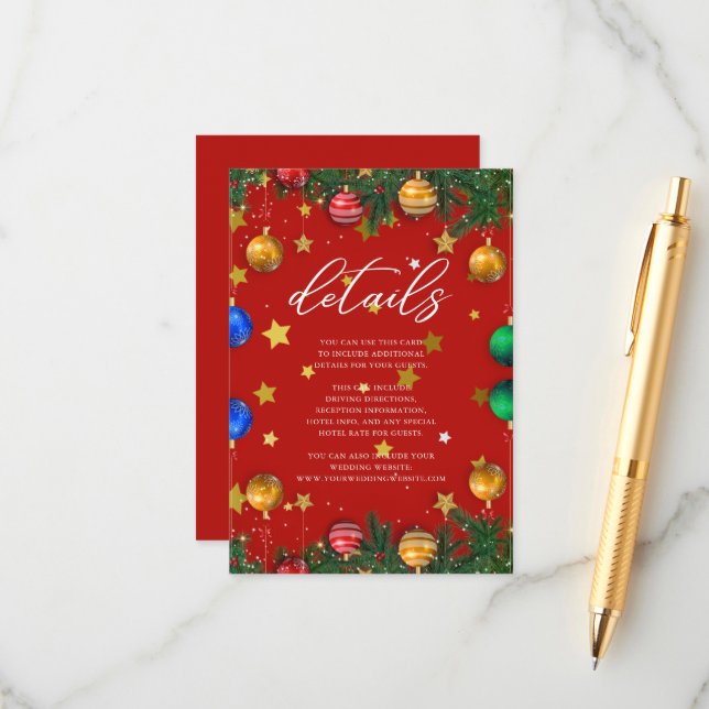 Carte D'accompagnement Joyeux Noël Fête de Noël Détails sur l'invité (Devant/Arrière en situation)