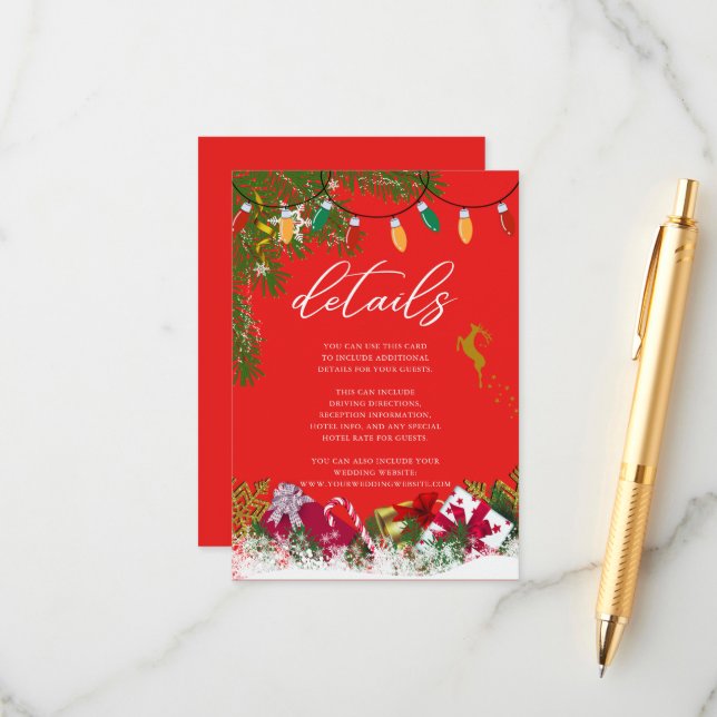 Carte D'accompagnement Joyeux Noël Fête de Noël Détails sur l'invité (Devant/Arrière en situation)