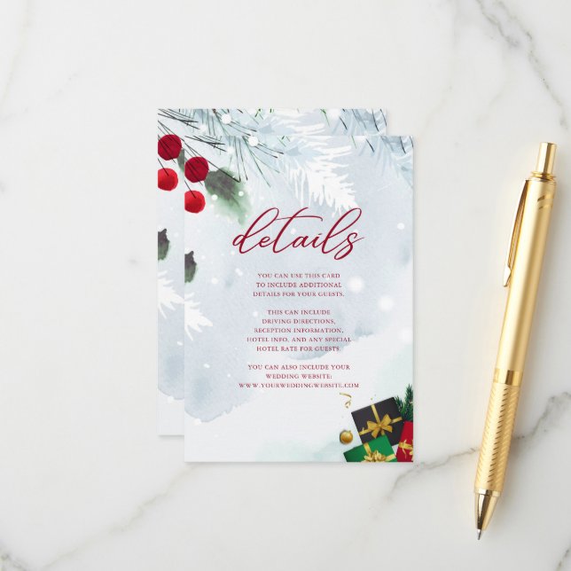 Carte D'accompagnement Joyeux Noël Fête de Noël Détails sur l'invité (Devant/Arrière en situation)