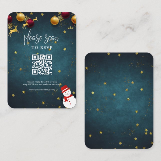 Carte D'accompagnement Joyeux Noël Fête QR Code RSVP (Devant / Derrière)