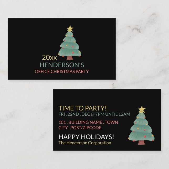 Carte D'accompagnement Joyeux sapin de Noël, billet de fête de Noël (Devant / Derrière)