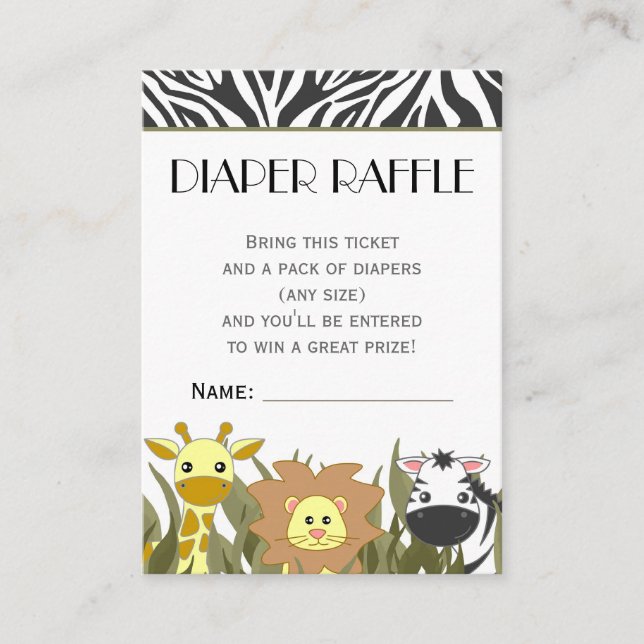 Carte D'accompagnement Jumeau animal thème Diaper Raffle billet (Devant)