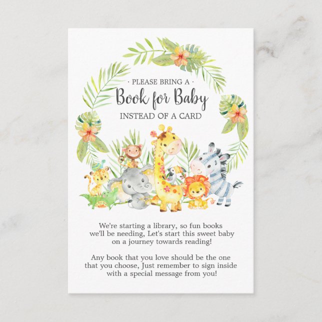 Carte D'accompagnement Jungle Animaux Baby shower Book for Baby Card (Devant)