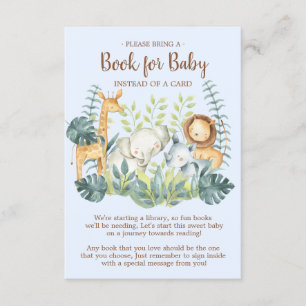 Carte D'accompagnement Jungle Animaux Baby shower Book for Baby Card