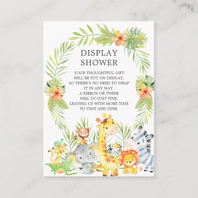 Carte D'accompagnement Jungle Animaux Baby shower Cadeau Afficher douche (Devant)