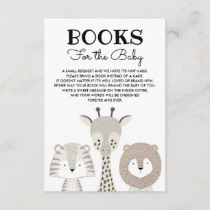 Carte D'accompagnement Jungle Animaux Livres pour bébé Safari moderne