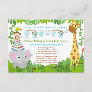Carte D'accompagnement Jungle Animaux Safari Baby shower Garçon Livre