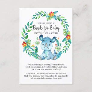 Carte D'accompagnement Jungle Rhino Baby shower Book for Baby Card