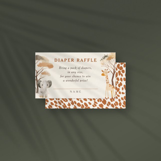 Carte D'accompagnement Jungle Safari Animaux Baby shower Déchets Raffle (Créateur téléchargé)