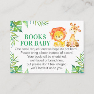 Carte D'accompagnement Jungle Safari Livres pour bébé Douche verte garçon