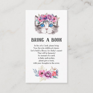 Carte D'accompagnement Kitten Kitty Chat Baby shower Apportez un livre En
