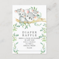 Koala Triplets Baby shower Déchets Raffle Ticket