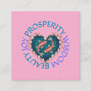 Carte D'accompagnement Koi bonne fortune rose et turquoise