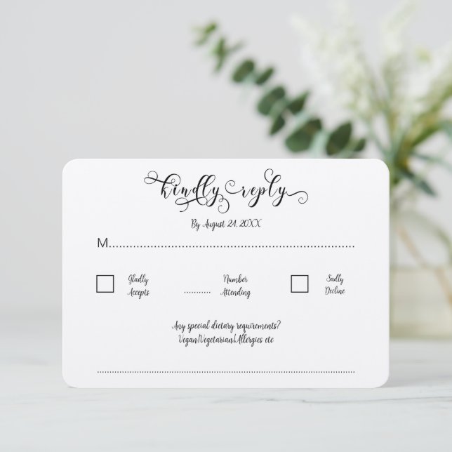 Carte D'accompagnement Kraft Calligrapy Script Traditional Wedding RSVP (Debout devant)