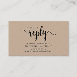 Carte D'accompagnement Kraft rustique moderne, police noire, réponse RSVP