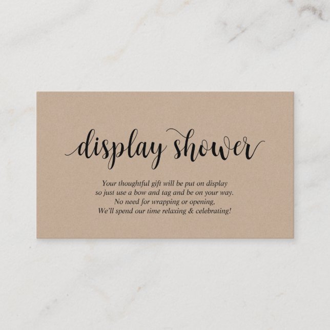 Carte D'accompagnement Kraft Rustique moderne, Script noir, douche d'affi (Devant)