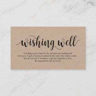 Carte D'accompagnement Kraft rustique, Script noir, Wishing Mariage