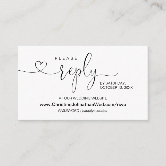 Carte D'accompagnement La calligraphie moderne, le RSVP en ligne sur le s (Devant)