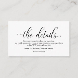 Carte D'accompagnement La calligraphie noire moderne, Nos détails, site W