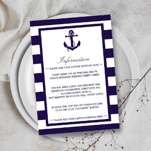 Carte D'accompagnement La collection de mariage à rayures de marine à l'a
