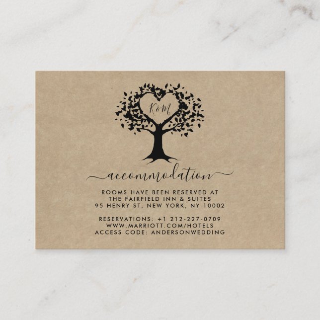 Carte D'accompagnement La collection de mariage The Rustic Heart Tree (Devant)