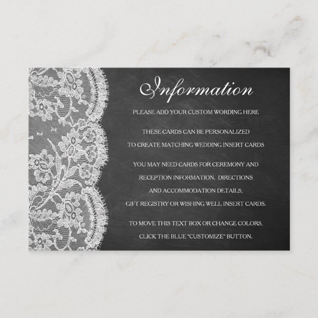 Carte D'accompagnement La collection de Mariages Chalkboard & Lace (Devant)