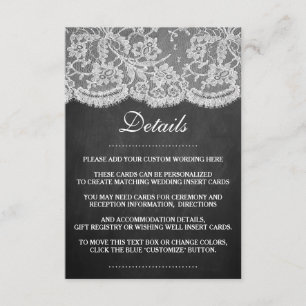 Carte D'accompagnement La collection de Mariages Chalkboard & Lace