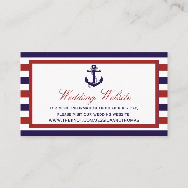 Carte D'accompagnement La collection de Mariages d'Ancres nautiques Red & (Devant)