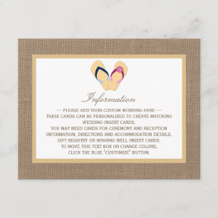 Carte D'accompagnement La collection de Mariages Flip Flop Sand Beach Bur