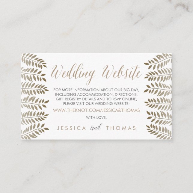 Carte D'accompagnement La collection de Mariages Monochrome Fern Woodland (Devant)
