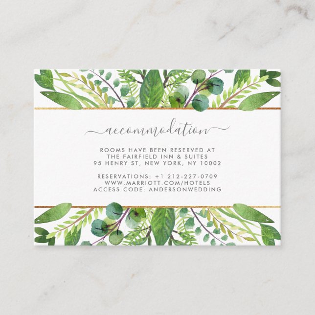 Carte D'accompagnement La Collection Mariage Verdure & Or (Devant)