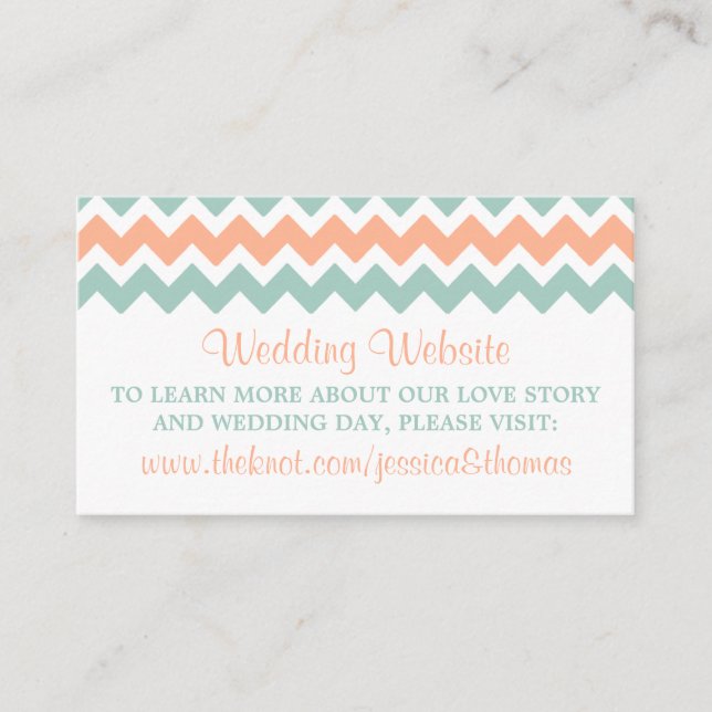 Carte D'accompagnement La collection moderne de Mariages Chevron Peach &  (Devant)
