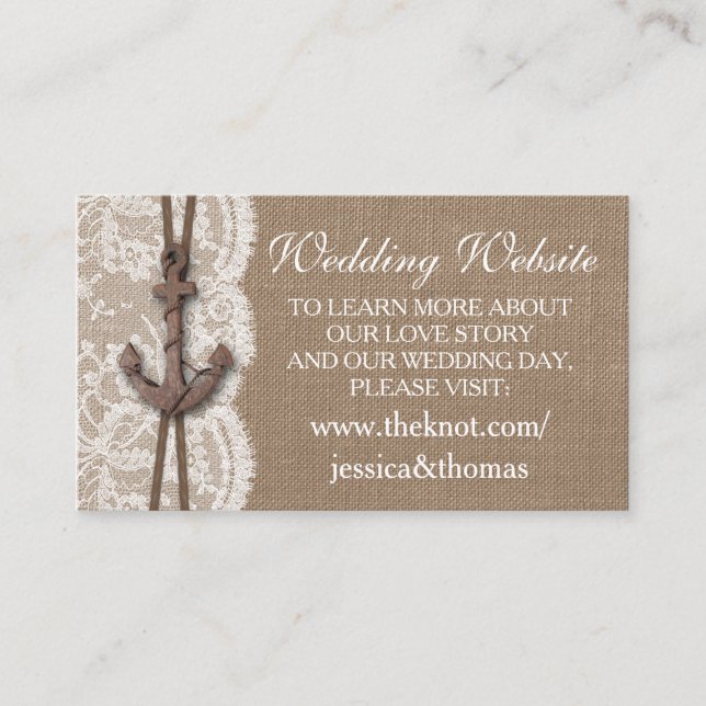 Carte D'accompagnement La collection Rustique de Mariages d'Ancres nautiq (Devant)