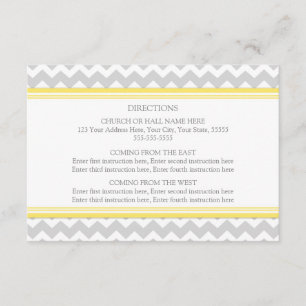 Carte D'accompagnement La direction de mariage carde Chevron gris jaune