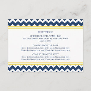 Carte D'accompagnement La direction de mariage carde Chevron jaune bleu