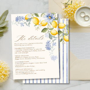 Carte D'accompagnement La Dolce Vita Lemon Citrus détails de mariage