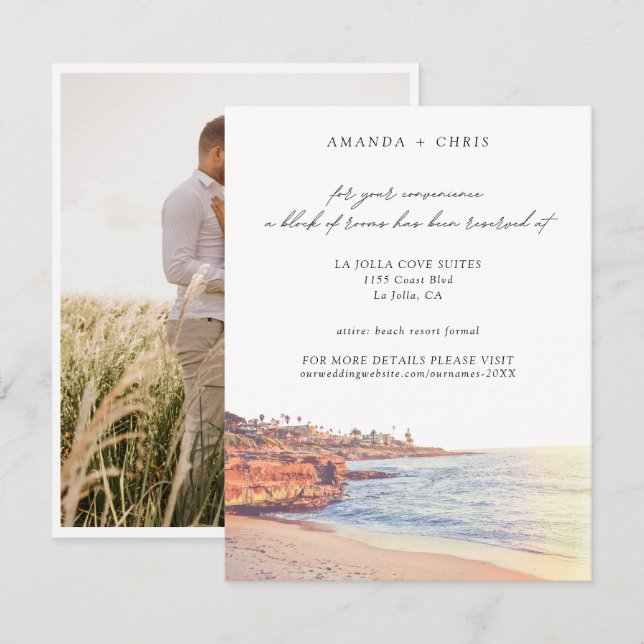 Carte D'accompagnement La Jolla Cove Beach Bloc de chambre de mariage (Devant / Derrière)