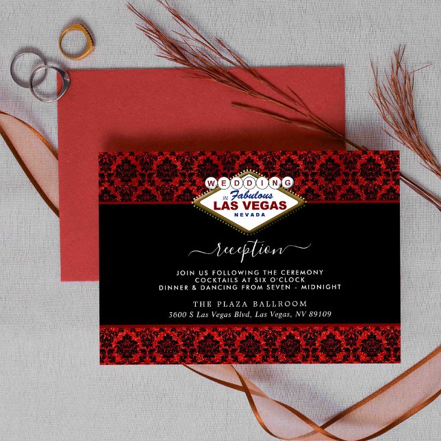 Carte D'accompagnement La Parties scintillant Damask Las Vegas Mariage Co (Créateur téléchargé)