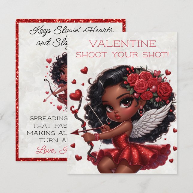 Carte D'accompagnement La Saint-Valentin, gourmande afro-américaine (Devant / Derrière)