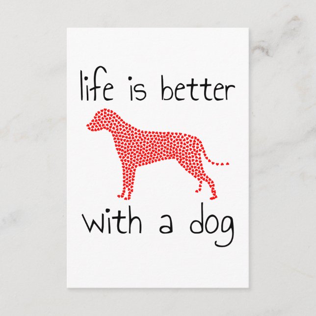 Carte D'accompagnement La Vie Est Meilleure Avec Un Chien - Amoureux de l (Devant)