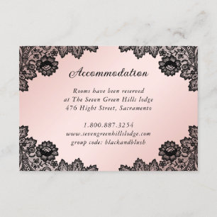 Carte D'accompagnement Lace noire et blanche Détails Mariage Hébergement