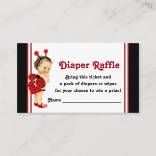 Carte D'accompagnement Ladybug Diaper Raffle Billets Fille Baby shower