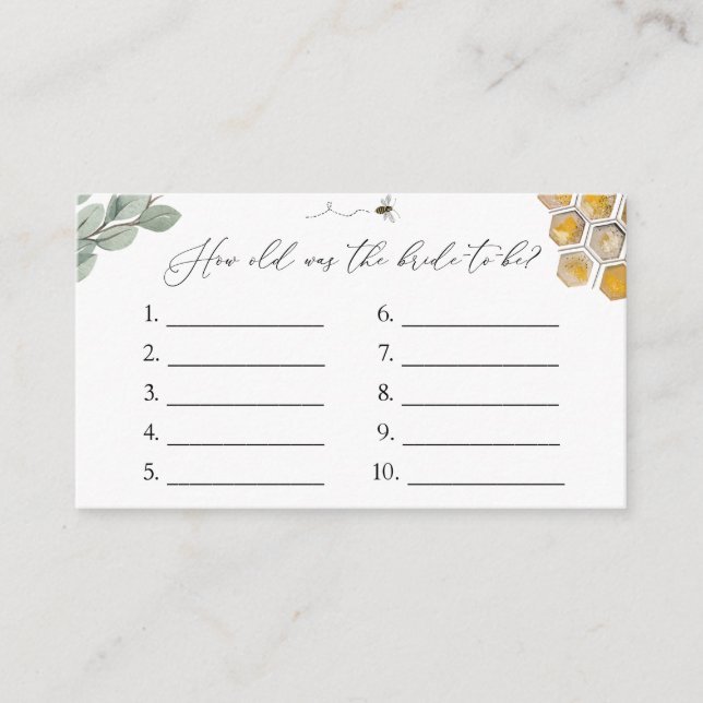 Carte D'accompagnement L'âge de la mariée à l'abeille (Devant)
