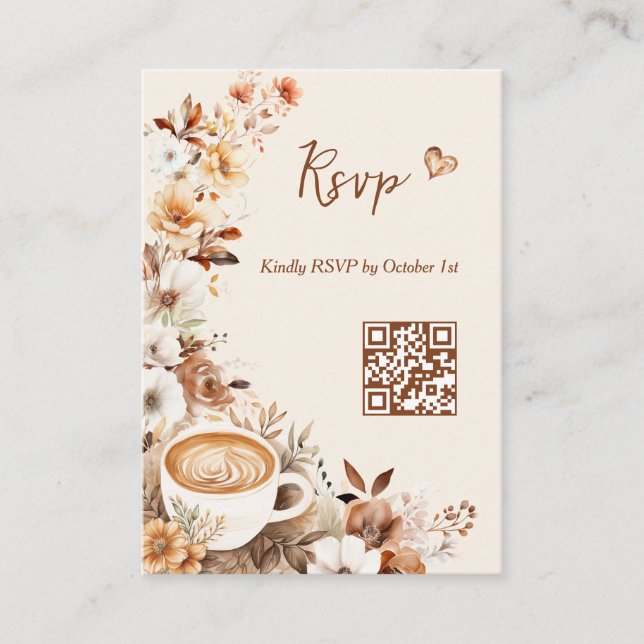 Carte D'accompagnement L'amour brasse la Fête des mariées QR Code RSVP (Devant)