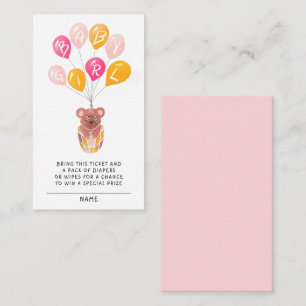 Carte D'accompagnement Lancer de Ballons Ourson pour Baby Shower - Tirage