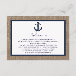 Carte D'accompagnement L'Ancre De La Marine Sur La Collection De Mariages