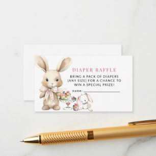 Carte D'accompagnement Lapin Baby shower fille Déchets Raffle