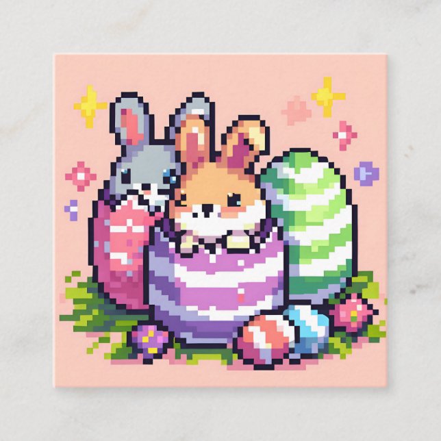 Carte D'accompagnement lapin de Pâques 8 bits art pixel (Devant)