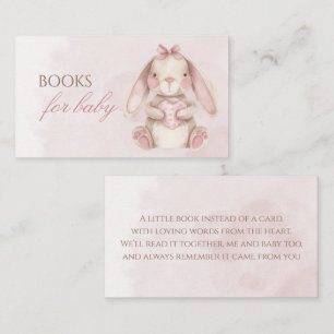 Carte D'accompagnement Lapin doux aquarelle livres roses pour bébé